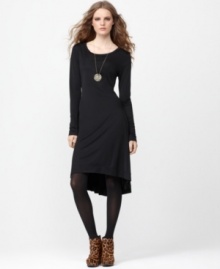 A back cutout and hi-lo hem adds edge to this RACHEL Rachel Roy dress for an unexpected twist of eye-catching appeal!