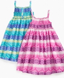 Everyone deserves a medal. She'll get first place for style in this comfy medallion-striped dress from So Jenni. (Clearance) Everyone deserves a medal. She'll get first place for style in this comfy medallion-striped dress from So Jenni. (Clearance)