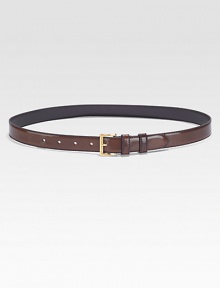 Polished leather with goldtone metal buckle. Width, about 1Made in Italy Polished leather with goldtone metal buckle. Width, about 1Made in Italy