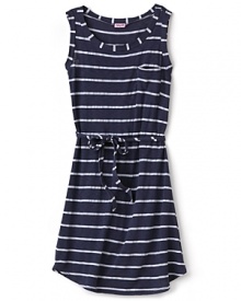 Stripes and perfected proportions, from the banded scoop neckline to the round hem, deliver a summer style she'll enjoy all season. Stripes and perfected proportions, from the banded scoop neckline to the round hem, deliver a summer style she'll enjoy all season.
