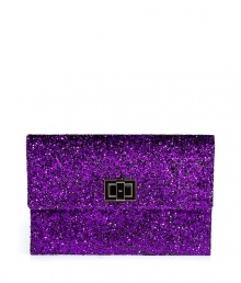 Pack a seriously stylish punch with this glitter-covered clutch from cult-favorite accessory designer Anya Hindmarch - Classic rectangle shape, front 14kt gold-plated twist-lock closure, allover glitter embellishment - Style with a sleek cocktail frock or a flirty club-ready look Pack a seriously stylish punch with this glitter-covered clutch from cult-favorite accessory designer Anya Hindmarch - Classic rectangle shape, front 14kt gold-plated twist-lock closure, allover glitter embellishment - Style with a sleek cocktail frock or a flirty club-ready look