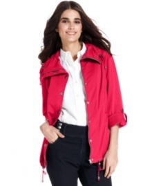 Style&co.'s anorak makes a casual-cool style statement with a drawstring-cinched collar and hem and roll-tab sleeves. Style&co.'s anorak makes a casual-cool style statement with a drawstring-cinched collar and hem and roll-tab sleeves.