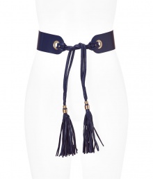 Cinch your look in style with this ultra-luxe obi style tie belt from Diane von Furstenburg - Obi style, bead and tassel-detailed, gold-tone hardware - Style with a slinky evening dress or tie around your favorite cardigan for an amped up day look Cinch your look in style with this ultra-luxe obi style tie belt from Diane von Furstenburg - Obi style, bead and tassel-detailed, gold-tone hardware - Style with a slinky evening dress or tie around your favorite cardigan for an amped up day look
