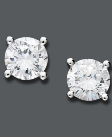 Simply stunning. Juliet's simple stud earrings feature certified, round-cut diamonds (3/4 ct. t.w.). Crafted in 14k white gold. Approximate diameter: 6 mm. Juliet diamonds feature 97 facets, which enhance the brightness and light performance of the diamond. Juliet diamonds are available only at Macy's.