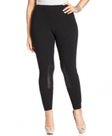 Team your favorite tops of the season with Style&co.'s plus size leggings, accented by faux leather insets.