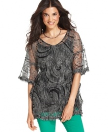 Sheer and wildly flirty, Style&co.'s ruffled tunic and coordinating camisole make a great choice for a date or a night out with the girls!