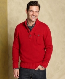 The true fall classic. This mock neck sweater from Tommy Hilfiger is all about timeless seasonal style.