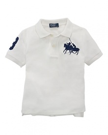 A classic polo in breathable cotton mesh is given a modern, sporty edge with Dual Match embroidery and an applied 3 patch on the sleeve for in-the-game authenticity. A classic polo in breathable cotton mesh is given a modern, sporty edge with Dual Match embroidery and an applied 3 patch on the sleeve for in-the-game authenticity.