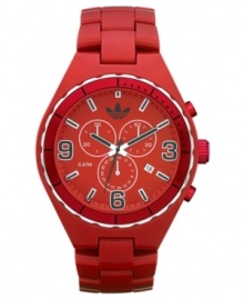 adidas borrows the rich color that normally adorns their 3-stripe sneakers for this sporty chronograph watch. adidas borrows the rich color that normally adorns their 3-stripe sneakers for this sporty chronograph watch.
