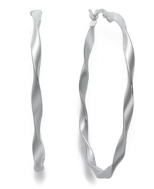 Traditional style with a contemporary twist. Studio Silver combines a polished sterling silver hoop setting with a unique twisted design. Approximate diameter: 2 inches. Traditional style with a contemporary twist. Studio Silver combines a polished sterling silver hoop setting with a unique twisted design. Approximate diameter: 2 inches.