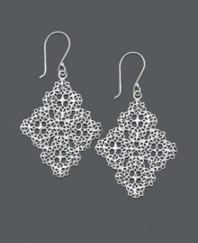 Lightweight and airy, these diamond-shaped filigree drops are an effortless, everyday accessory. Unwritten earrings crafted in sterling silver. Approximate drop: 1-3/4 inches. Lightweight and airy, these diamond-shaped filigree drops are an effortless, everyday accessory. Unwritten earrings crafted in sterling silver. Approximate drop: 1-3/4 inches.