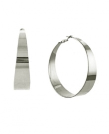 Looking for a hoop style with a twist? Vince Camuto takes the traditional hoop earring to a new level with a slightly tapered edge. Crafted in silver tone mixed metal. Approximate diameter: 2 inches. Looking for a hoop style with a twist? Vince Camuto takes the traditional hoop earring to a new level with a slightly tapered edge. Crafted in silver tone mixed metal. Approximate diameter: 2 inches.