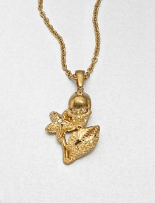 A radiant design featuring a skull and claw accented with Swarovski crystals on a link chain. Swarovski crystalsGoldtone brassLength, about 11.5Pendant size, about 1Lobster clasp closureMade in Italy A radiant design featuring a skull and claw accented with Swarovski crystals on a link chain. Swarovski crystalsGoldtone brassLength, about 11.5Pendant size, about 1Lobster clasp closureMade in Italy