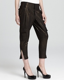 Utility meets glamour in these Alice + Olivia pants, tailored in a cargo-inspired silhouette that's dressed up by a metallic sheen.