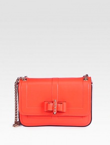 A feminine bag in luxurious leather accented with contrasting sides and a sweet bow.Chain shoulder strap, 12 dropPush-lock flap closureOne inside zip pocketOne inside open pocketSignature red lining10W X 7H X 2½DImported A feminine bag in luxurious leather accented with contrasting sides and a sweet bow.Chain shoulder strap, 12 dropPush-lock flap closureOne inside zip pocketOne inside open pocketSignature red lining10W X 7H X 2½DImported