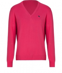 Both bright and contemporary, Etros V-neck pullover is as chic as it is versatile - V-neckline, long sleeves - Modern slim fit - Wear with tailored trousers and a sleek button-down or tee Both bright and contemporary, Etros V-neck pullover is as chic as it is versatile - V-neckline, long sleeves - Modern slim fit - Wear with tailored trousers and a sleek button-down or tee