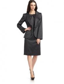 THE LOOKNotched lapelOne-button frontFront waist dartsBack seamsThree-button cuffsTHE FITAbout 24 from shoulder to hemTHE MATERIAL51% silk/49% woolFully linedCARE & ORIGINDry cleanMade in Italy THE LOOKNotched lapelOne-button frontFront waist dartsBack seamsThree-button cuffsTHE FITAbout 24 from shoulder to hemTHE MATERIAL51% silk/49% woolFully linedCARE & ORIGINDry cleanMade in Italy