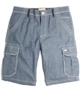 Nothing's more laid-back than cool, easy chambray. These shorts from Triple Fat Goose are ready to relax.