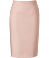 Luxe pencil skirt in ultra-fine, virgin wool and silk blend - Elegant and polished in light pink - Flattering slim cut hits just above the knee - Back slit, zips up - A sophisticated look for day or evening, ideal for work, parties and cocktails - Dress up with a tie-neck blouse and heels or go for a more casual look with an oversize cashmere pullover and ballerina flats