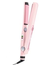 Get silky straight hair as you do your part to flatten the threat of breast cancer. This vibrant pink flat iron features 1 ceramic plates that heat up in just 30 seconds to help give you the style you desire. Two-year warranty. Model CS3B. Get silky straight hair as you do your part to flatten the threat of breast cancer. This vibrant pink flat iron features 1 ceramic plates that heat up in just 30 seconds to help give you the style you desire. Two-year warranty. Model CS3B.