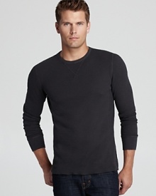 Transition to the weekend with a relaxed waffle knit crewneck that's comfy and cool every time you wear it. Transition to the weekend with a relaxed waffle knit crewneck that's comfy and cool every time you wear it.