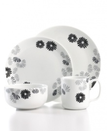 The Cellar gives new meaning to flower power with the amazingly oven-safe Burst place settings. Porcelain dinnerware in modern coupe shapes is sprinkled with simple blooms of black and gray for fresh, everyday style. The Cellar gives new meaning to flower power with the amazingly oven-safe Burst place settings. Porcelain dinnerware in modern coupe shapes is sprinkled with simple blooms of black and gray for fresh, everyday style.