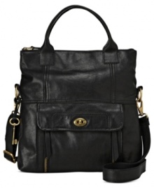 Shoulder this season's hottest trend with this take-anywhere tote from Fossil. Soft glazed leather, custom hardware and detail stitching add eye-catching detail, while the ultra-spacious interior makes it the perfect choice for running errands or weekend escapes. Shoulder this season's hottest trend with this take-anywhere tote from Fossil. Soft glazed leather, custom hardware and detail stitching add eye-catching detail, while the ultra-spacious interior makes it the perfect choice for running errands or weekend escapes.