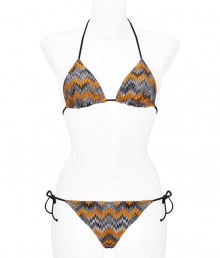 Inject city chic into your poolside look with Missonis mandarin-multi string bikini, detailed with black trim for an edgy modern finish - Self-tie string halter strap and back - Self-tie side strings on bottom - Comes with a matching drawstring pouch - Wear with jet black sandals and oversized beach totes Inject city chic into your poolside look with Missonis mandarin-multi string bikini, detailed with black trim for an edgy modern finish - Self-tie string halter strap and back - Self-tie side strings on bottom - Comes with a matching drawstring pouch - Wear with jet black sandals and oversized beach totes