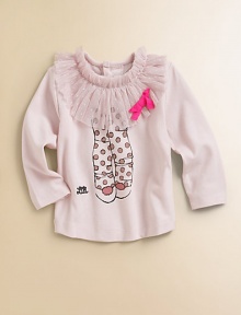 A beautiful, ballerina-inspired top with tutu neckline, back buttons and dancer legs print.Crewneck with tutuLong sleevesBack buttons56% cotton/40% modal/4% elastaneMachine washImported Please note: Number of buttons may vary depending on size ordered. A beautiful, ballerina-inspired top with tutu neckline, back buttons and dancer legs print.Crewneck with tutuLong sleevesBack buttons56% cotton/40% modal/4% elastaneMachine washImported Please note: Number of buttons may vary depending on size ordered.