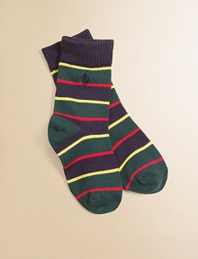 Handsome stripes adorn this cozy, cotton-y design with pony logo for little feet.75% cotton/21% nylon/3% rubber/1% spandexMachine washImported Handsome stripes adorn this cozy, cotton-y design with pony logo for little feet.75% cotton/21% nylon/3% rubber/1% spandexMachine washImported