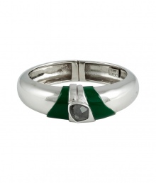 Perfect for wearing alone or stacked up as a statement, Alexis Bittars modern mixed-media bracelet lends a contemporary chic twist to any outfit - Mirrored silver-toned metal, green detailed front, crystal embellishment - Hinged back - Team with cashmere pullovers and leather leggings, or wear as a dressy polish to Little Black Dresses Perfect for wearing alone or stacked up as a statement, Alexis Bittars modern mixed-media bracelet lends a contemporary chic twist to any outfit - Mirrored silver-toned metal, green detailed front, crystal embellishment - Hinged back - Team with cashmere pullovers and leather leggings, or wear as a dressy polish to Little Black Dresses