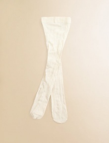 Pretty opaque tights with floral embroidery have the look of lace with full coverage.Smooth from waist to hip96% nylon/4% spandexMachine washMade in USA Pretty opaque tights with floral embroidery have the look of lace with full coverage.Smooth from waist to hip96% nylon/4% spandexMachine washMade in USA
