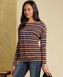 Earn your stripes: Tommy Hilfiger's striped top is essential for weekend-chic ensembles.