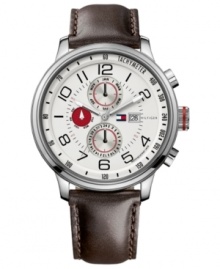 A handsome sport watch from Tommy Hilfiger with iconic red, white and blue accents. A handsome sport watch from Tommy Hilfiger with iconic red, white and blue accents.