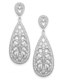 Decorative and dazzling! Eliot Danori's glittering pave crystal teardrop earrings are a perfect party look--they'll be sure to sparkle at your next special occasion. Set in silver tone mixed metal. Approximate drop: 1-1/4 inches. Decorative and dazzling! Eliot Danori's glittering pave crystal teardrop earrings are a perfect party look--they'll be sure to sparkle at your next special occasion. Set in silver tone mixed metal. Approximate drop: 1-1/4 inches.