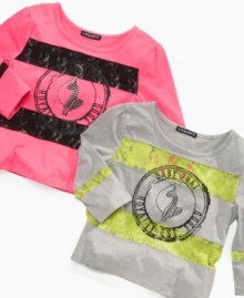 Add something lovely to her look with these lace trim tees from Baby Phat. Add something lovely to her look with these lace trim tees from Baby Phat.