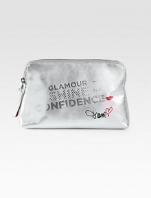 A metallic leather style with a cheeky mantra, perfect for all your beauty products.Top zip closureOne inside zip pocketTwo inside open pocketsFully lined8¾W X 5½H X 2¾DImported A metallic leather style with a cheeky mantra, perfect for all your beauty products.Top zip closureOne inside zip pocketTwo inside open pocketsFully lined8¾W X 5½H X 2¾DImported