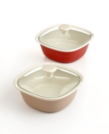 This durable stoneware sets the tone for your space with complementary colors and a classic, yet timeless, design that does more-baking, storing and serving all in the same dish. 1-year warranty. This durable stoneware sets the tone for your space with complementary colors and a classic, yet timeless, design that does more-baking, storing and serving all in the same dish. 1-year warranty.