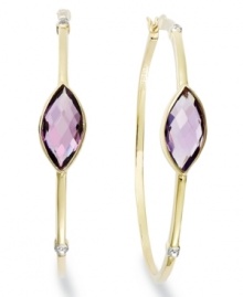 Classic earrings get a sparkly update. Victoria Townsend's stunning hoop earrings feature marquise-cut amethyst (5 ct. t.w.) and sparkling diamond accents in 18k gold over sterling silver. Approximate diameter: 2 inches. Classic earrings get a sparkly update. Victoria Townsend's stunning hoop earrings feature marquise-cut amethyst (5 ct. t.w.) and sparkling diamond accents in 18k gold over sterling silver. Approximate diameter: 2 inches.