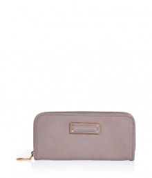 Stash away your most valuable essentials in Marc by Marc Jacobs soft mink zip around leather wallet - Classic rectangle shape, front logo plaque, zip around closure, multiple inside pockets for cards, IDs, and bills - Perfect for tucking away in chic carryall totes Stash away your most valuable essentials in Marc by Marc Jacobs soft mink zip around leather wallet - Classic rectangle shape, front logo plaque, zip around closure, multiple inside pockets for cards, IDs, and bills - Perfect for tucking away in chic carryall totes