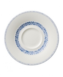 Vintage charm meets modern durability in the Farmhouse Touch breakfast cup saucer, featuring cornflower-blue laurels and bands in premium porcelain from Villeroy & Boch. Vintage charm meets modern durability in the Farmhouse Touch breakfast cup saucer, featuring cornflower-blue laurels and bands in premium porcelain from Villeroy & Boch.