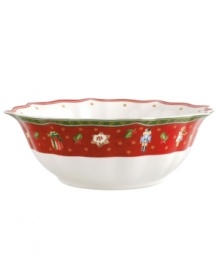 Play up the fun with this collection of Toy's Delight salad bowls from Villeroy & Boch. Fine porcelain in a playfully ruffled shape is trimmed with intricate patterns, classic toys and festive decorations to create magical holiday setting. Play up the fun with this collection of Toy's Delight salad bowls from Villeroy & Boch. Fine porcelain in a playfully ruffled shape is trimmed with intricate patterns, classic toys and festive decorations to create magical holiday setting.