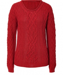 With its timeless cable knit and rich shade of poppy red, Vanessa Bruno Ath?s super soft pullover is a modern-classic destined to be an everyday favorite as the new season settles in - Rolled scooped neckline, long sleeves, slightly dropped shoulders, ribbed trim, straight fit - Pair with favorite skinnies and cool minimalist flats