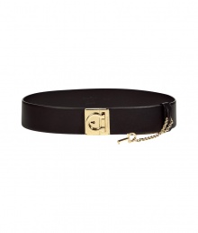 Cinch your look in luxe style with this trend-right leather belt with a lock-detailed buckle - Smooth leather with lock gold-tone buckle with key on a chain detail - Wear with a tie-neck blouse, a pencil skirt, and a long cardigan Cinch your look in luxe style with this trend-right leather belt with a lock-detailed buckle - Smooth leather with lock gold-tone buckle with key on a chain detail - Wear with a tie-neck blouse, a pencil skirt, and a long cardigan
