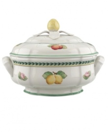 French Garden accessory pieces complement-and complete-the mix-and-match dinnerware and dishes from Villeroy & Boch. In Fleurence, with a pale yellow center and summer fruits around the rim. French Garden accessory pieces complement-and complete-the mix-and-match dinnerware and dishes from Villeroy & Boch. In Fleurence, with a pale yellow center and summer fruits around the rim.