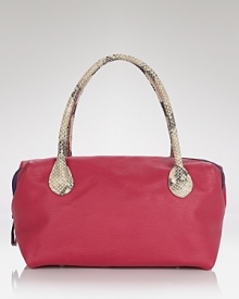 The staple satchel gets an eye-popping makeover in need-it-now leather with exotically embossed trims. Carry this Elie Tahari bag for bold daytime style. The staple satchel gets an eye-popping makeover in need-it-now leather with exotically embossed trims. Carry this Elie Tahari bag for bold daytime style.