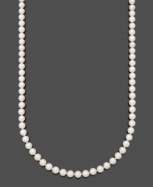 Capture the elegance of timeless style. This beautiful necklace by Belle de Mer features AAA Akoya cultured pearls (8-8-1/2 mm) set in 14k gold. Approximate length: 30 inches. Capture the elegance of timeless style. This beautiful necklace by Belle de Mer features AAA Akoya cultured pearls (8-8-1/2 mm) set in 14k gold. Approximate length: 30 inches.