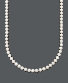 Become a traditionally stylish sophisticate with elegant pearls. Belle de Mer necklace features AA+ cultured freshwater pearls (8-9 mm) with a 14k gold clasp. Approximate length: 20 inches. Become a traditionally stylish sophisticate with elegant pearls. Belle de Mer necklace features AA+ cultured freshwater pearls (8-9 mm) with a 14k gold clasp. Approximate length: 20 inches.