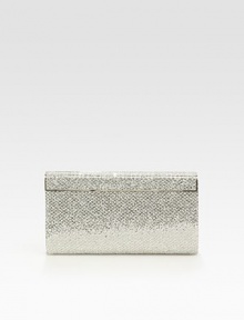 Make it an evening with this sleek bag in glitter-encrusted cotton.Flap-top closureOne inside open pocketFully lined9W X 5H X 2DMade in Italy Make it an evening with this sleek bag in glitter-encrusted cotton.Flap-top closureOne inside open pocketFully lined9W X 5H X 2DMade in Italy