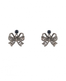Lovely and ladylike. Betsey Johnson's delicate bow drop earrings will add feminine flair to virtually any outfit. Crafted in hematite tone mixed metal with sparkling crystal accents. Approximate drop: 1-1/10 inches. Lovely and ladylike. Betsey Johnson's delicate bow drop earrings will add feminine flair to virtually any outfit. Crafted in hematite tone mixed metal with sparkling crystal accents. Approximate drop: 1-1/10 inches.